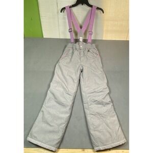 Gerry Girls Size 14/16 Snow Bibs Pants W/ Detachable Suspenders Gray/ Purple EUC